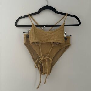 Beige Ribbed Bikini set